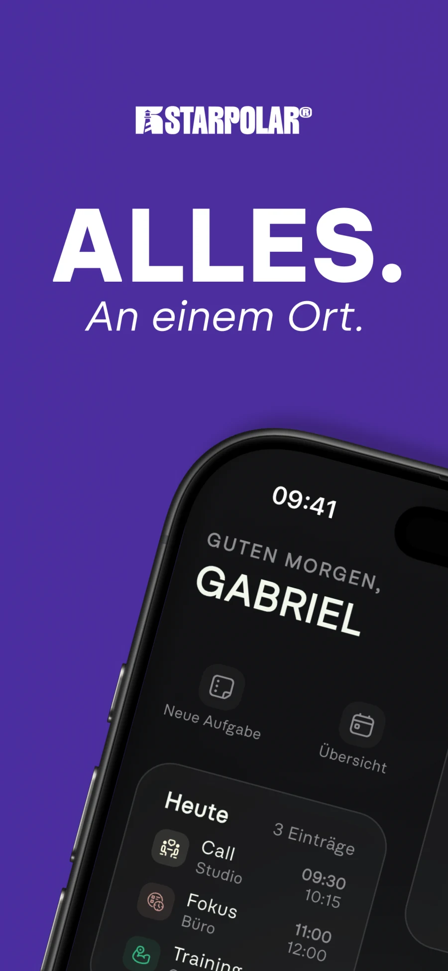 Starpolar Übersicht mit heutigem Tagesplan
