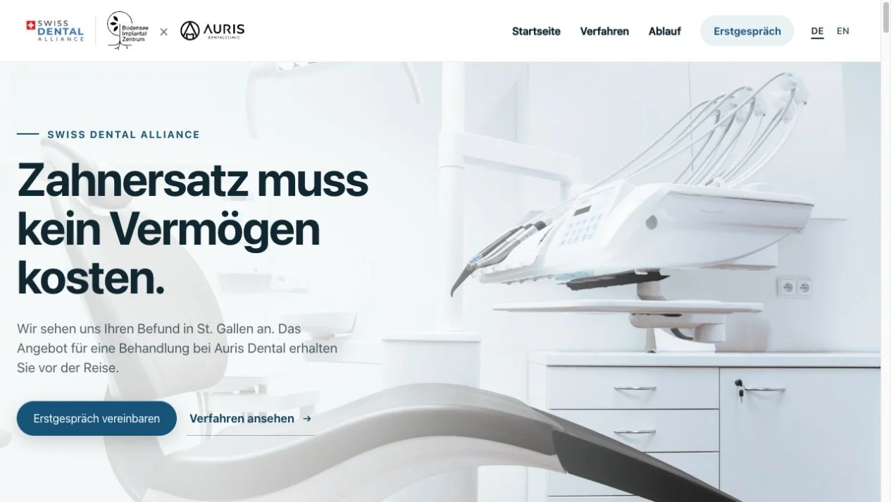 Swiss Dental Alliance website homepage